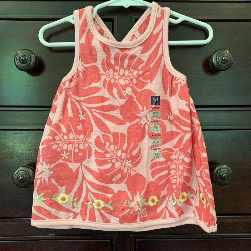 NWT Vintage Baby Gap Tropical Linen Dress 3-6M